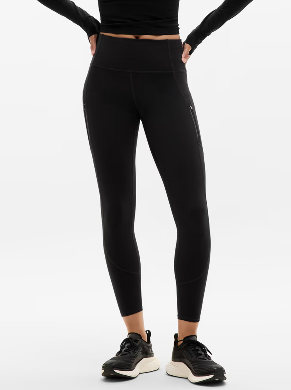 Athleta Rainier High Rise Legging Womens Small Black Compression Yoga Running